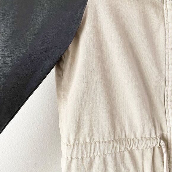 Olive & Oak Tan & Black Mixed Fabric Faux Leather Long Sleeve Full Zip Jacket XS - Picture 3 of 10
